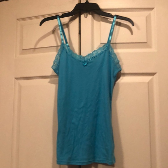 No Boundaries Tops - No Boundaries- Medium- Blue Camisole w Lace Neckline